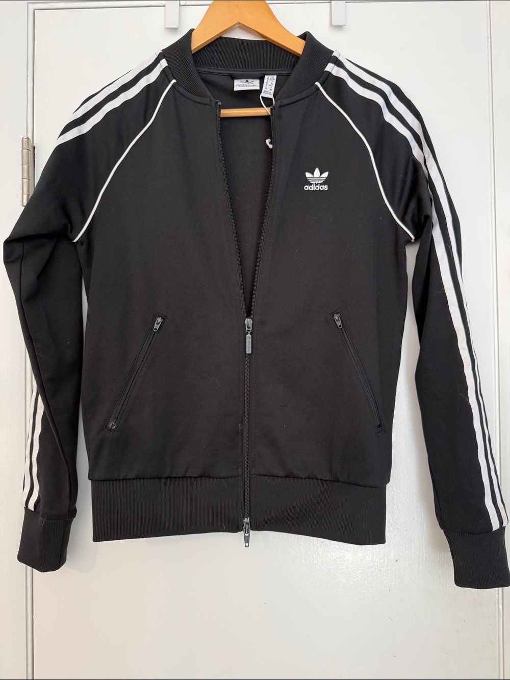 adidas Black Jacket with White Three-Stripe Detail